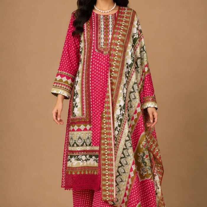Pink Printed 3-Piece Kurta Set for Women