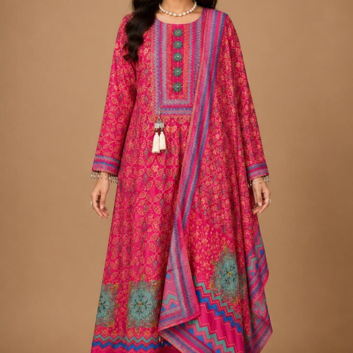 Navy Blue Floral Printed Cotton 2-Piece Kurta Set for Women